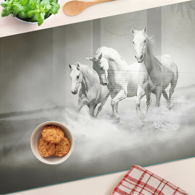 Glass chopping board Horses in the water