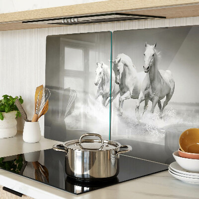 Glass chopping board Horses in the water