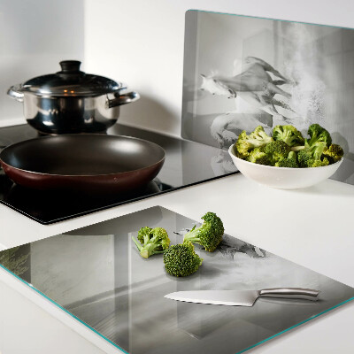 Glass chopping board Horses in the water