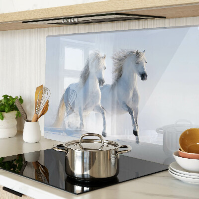 Chopping board Two white horses in a mad gallop