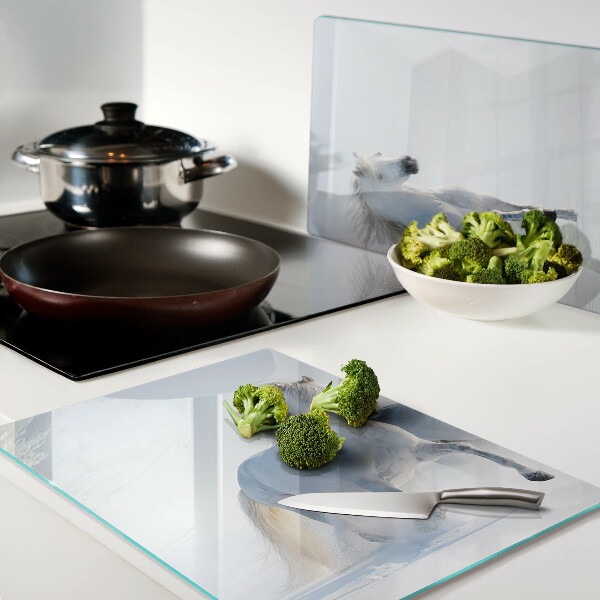Chopping board Two white horses in a mad gallop