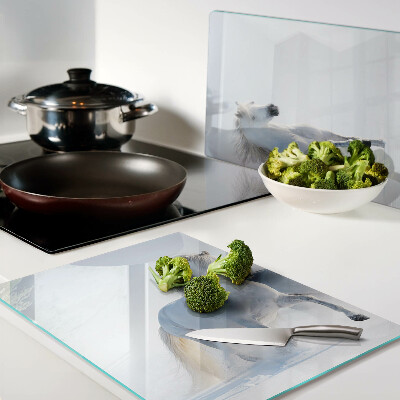 Chopping board Two white horses in a mad gallop