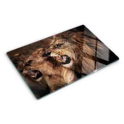 Glass chopping board Roaring lions