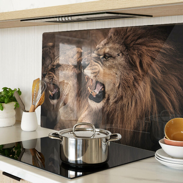 Glass chopping board Roaring lions