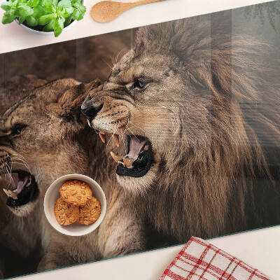 Glass chopping board Roaring lions