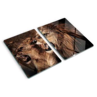 Glass chopping board Roaring lions