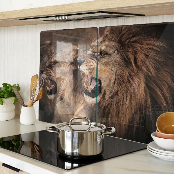 Glass chopping board Roaring lions