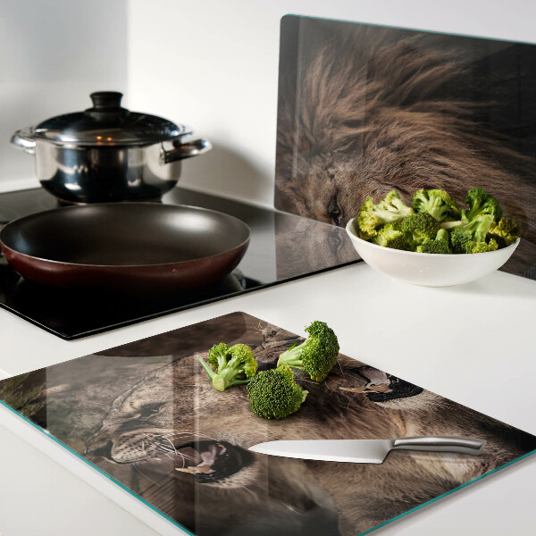 Glass chopping board Roaring lions