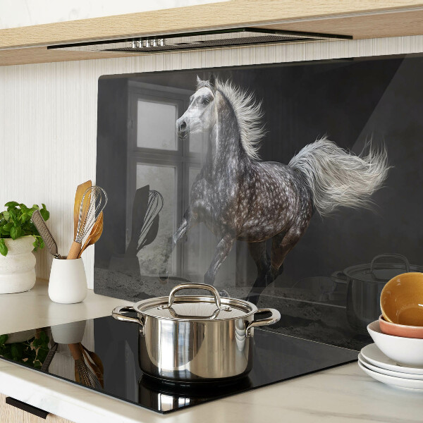 Glass cutting board A spotted horse on the run