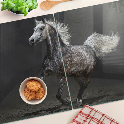 Glass cutting board A spotted horse on the run