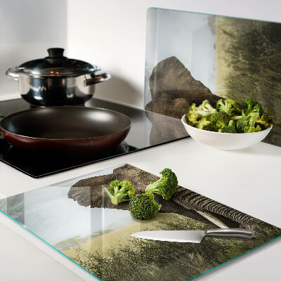 Glass kitchen board An elephant against the backdrop of the African savannah