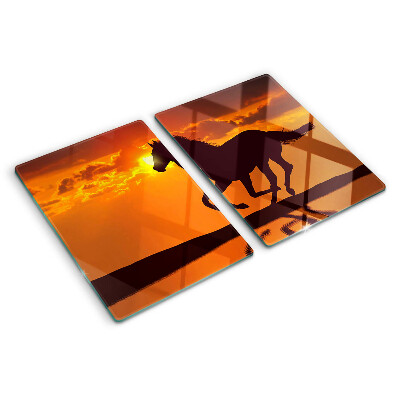 Cutting board A horse against the backdrop of the setting sun