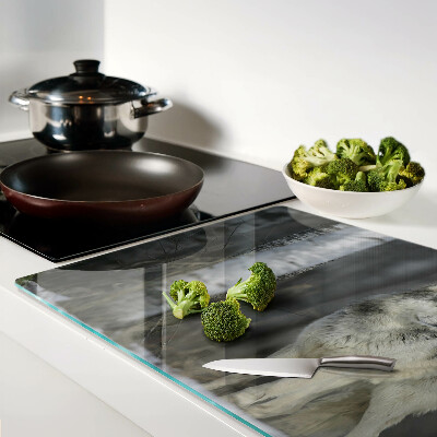 Glass cutting board A wolf in a forest setting