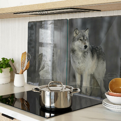 Glass cutting board A wolf in a forest setting