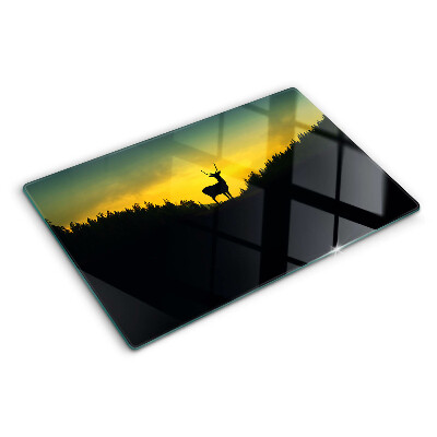 Glass kitchen board Deer against the setting sun