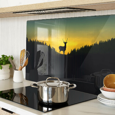 Glass kitchen board Deer against the setting sun