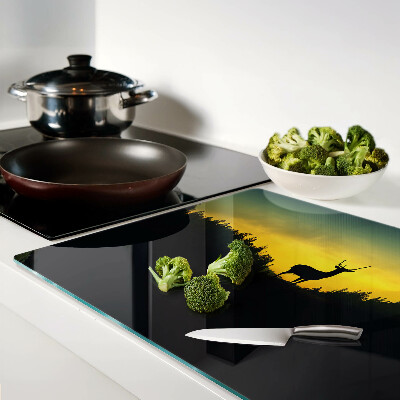 Glass kitchen board Deer against the setting sun