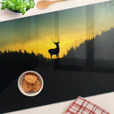 Glass kitchen board Deer against the setting sun
