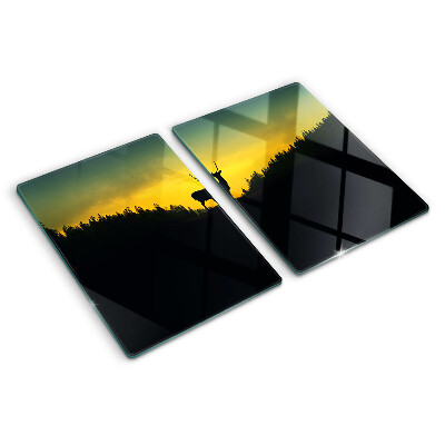 Glass kitchen board Deer against the setting sun