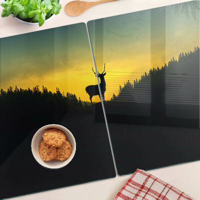 Glass kitchen board Deer against the setting sun