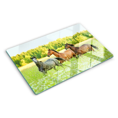 Cutting board A meeting of horses in the field