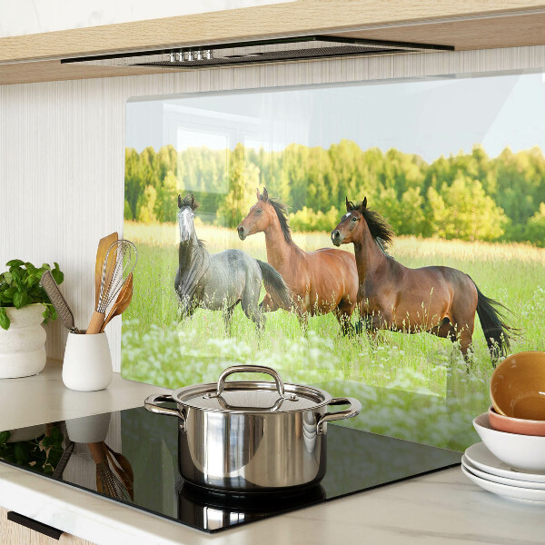 Cutting board A meeting of horses in the field