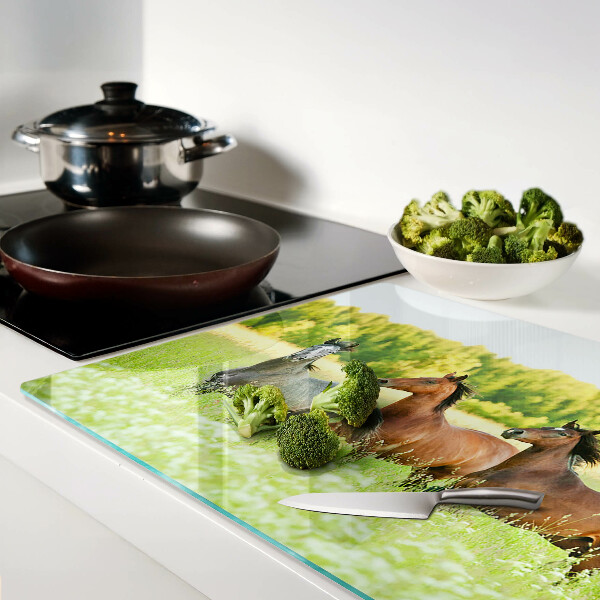 Cutting board A meeting of horses in the field