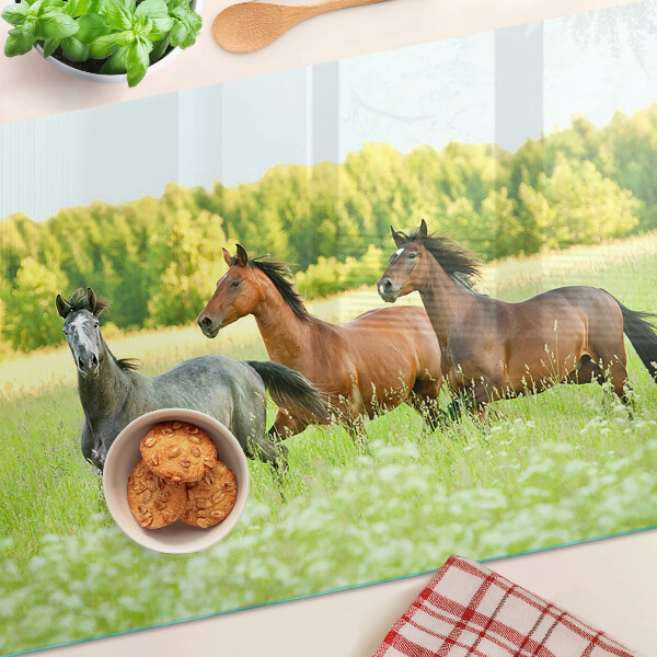 Cutting board A meeting of horses in the field