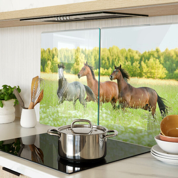 Cutting board A meeting of horses in the field