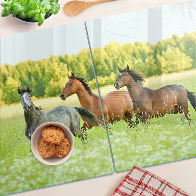 Cutting board A meeting of horses in the field