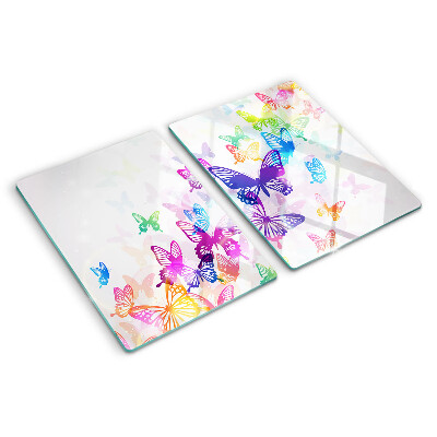 Glass cutting board A motif of colorful butterflies flying away