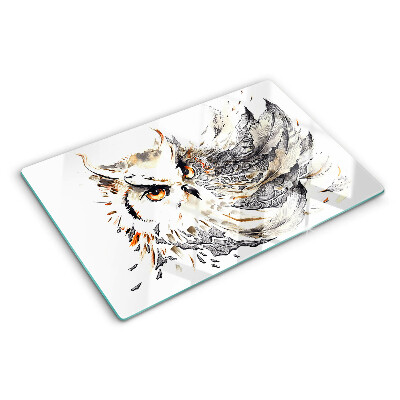 Chopping board Owl with feathers