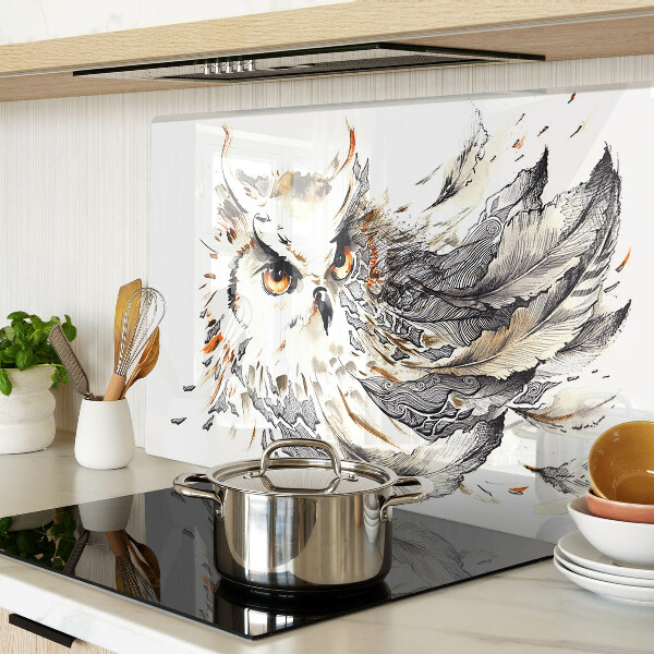 Chopping board Owl with feathers