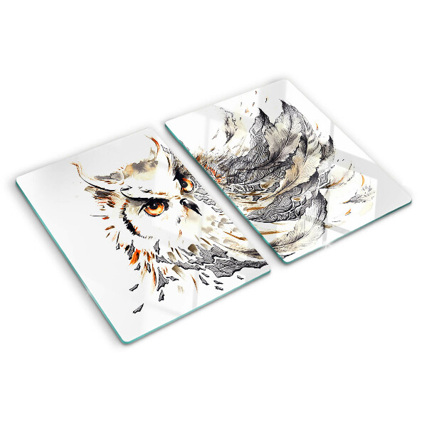Chopping board Owl with feathers
