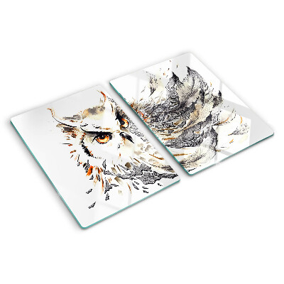 Chopping board Owl with feathers