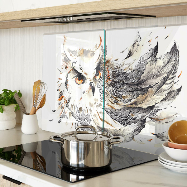 Chopping board Owl with feathers