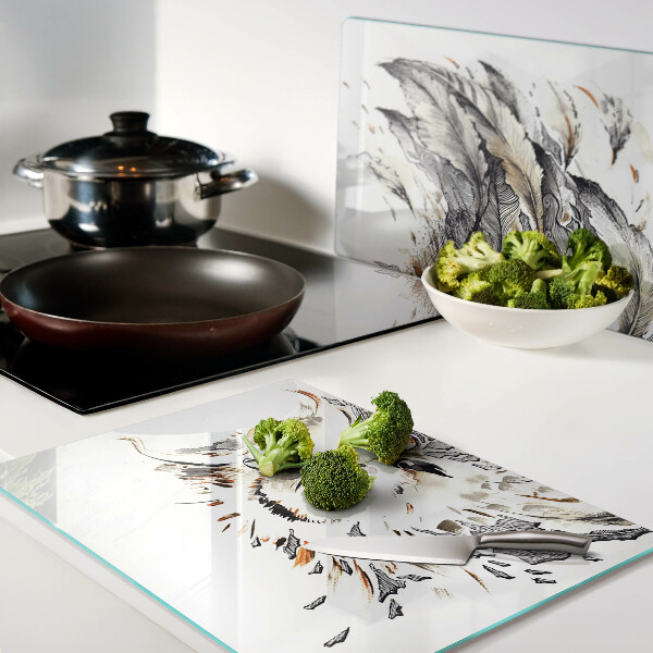 Chopping board Owl with feathers