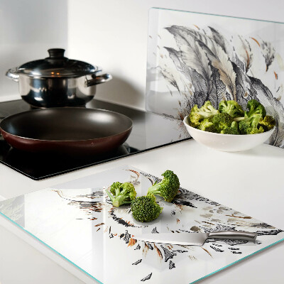 Chopping board Owl with feathers