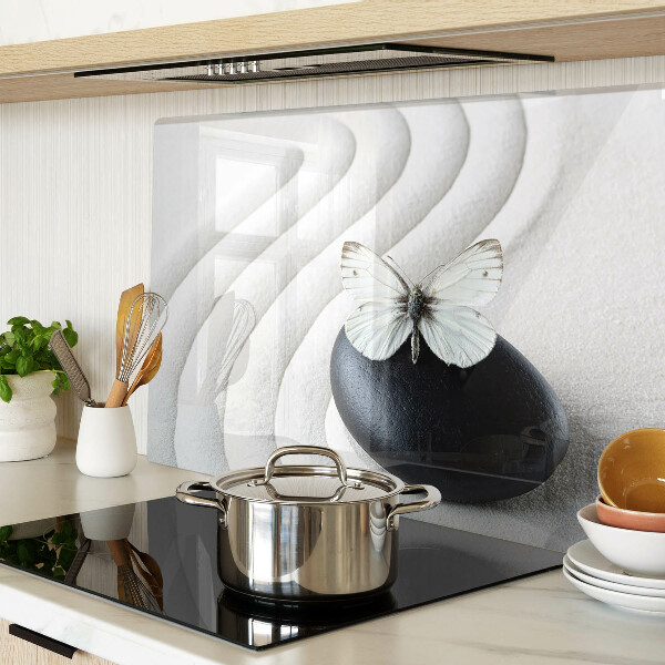 Glass chopping board Butterfly motif on stone