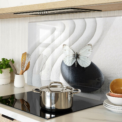 Glass chopping board Butterfly motif on stone
