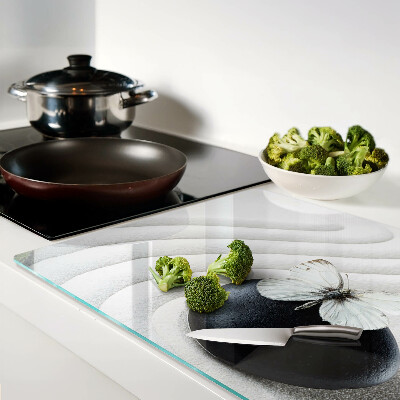 Glass chopping board Butterfly motif on stone