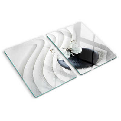 Glass chopping board Butterfly motif on stone