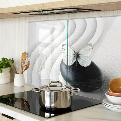 Glass chopping board Butterfly motif on stone