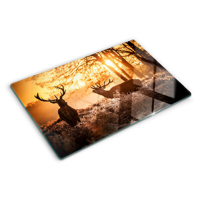 Cutting board Deer in the forest at sunset