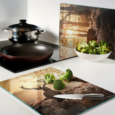 Cutting board Deer in the forest at sunset
