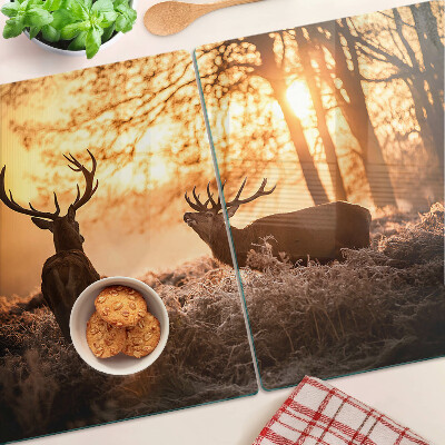 Cutting board Deer in the forest at sunset