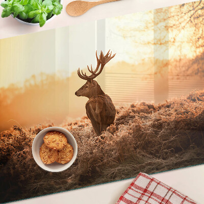 Glass chopping board Deer against the sunset background