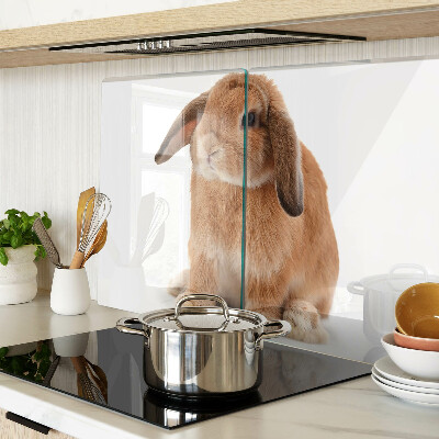 Glass cutting board Rabbit on a white background