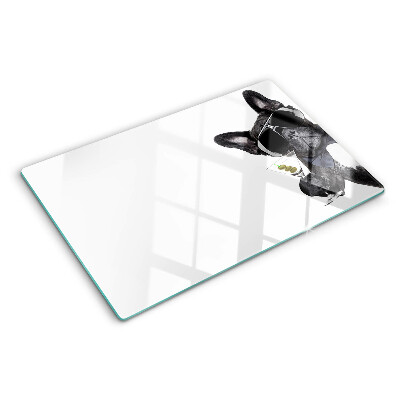 Glass kitchen board Dog wearing sunglasses