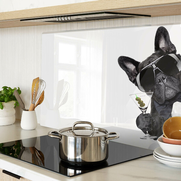 Glass kitchen board Dog wearing sunglasses